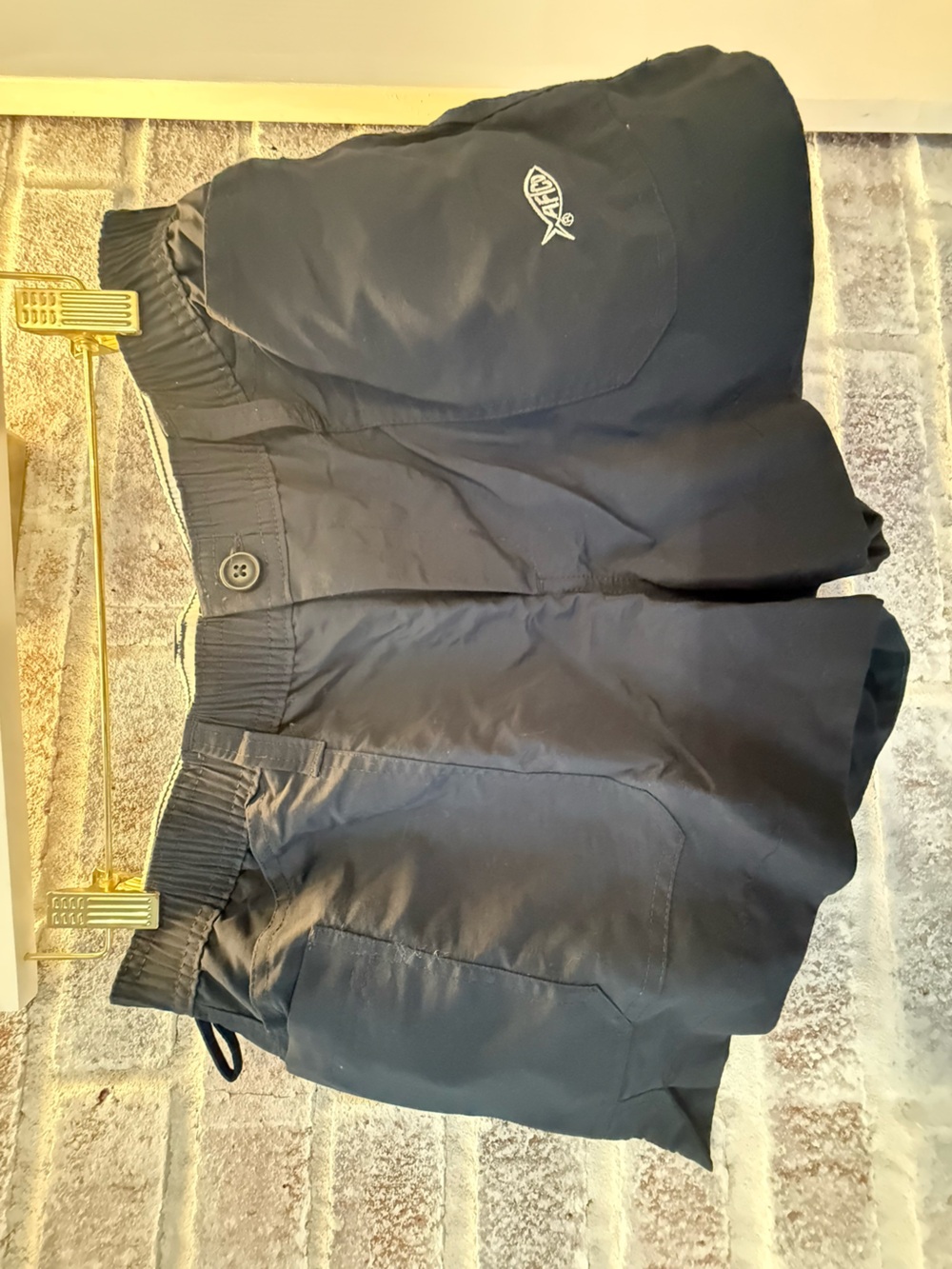 AFTCO Black and Blue Fishing Shorts with Logo Tag